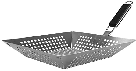 I LOVE BBQ - Grillkörbe für Grill, Grillplatten, Grillplatten - Gemüseschneider für Grill, Grillkorb für Gemüse - aus Edelstahl mit Griff - Maße: 40 x 40 cm