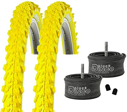 2 x Reifen MTB 20/24/26 Zoll Fahrradreifen Fahrradmantel 50-406/507/559 (20/24/26x1.95) inkl. Black Dingo Schläuche AV