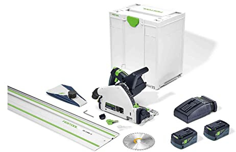 Festool Cordless Plunge-Cut Track Saw TSC 55 18V 5.0 Ah KEBI-F-Plus with 55-Inch (1400mm) Guide Rail 577677+491498