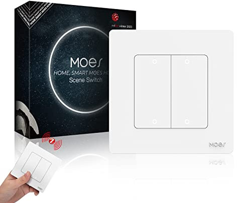 MOES ZigBee Interrupteur Intelligente sans Fil 12 Scénarios, Nécessite Moes ZigBee Hub, Compatibles avec Smart Life/Tuya (Batteries Incluses)