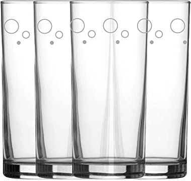 Lot de 4 verres à eau et cocktail gravés personnalisés avec cercles gravés 340 ml - Gravure au laser au Royaume-Uni - Cadeau pour elle ou lui, cadeau d'anniversaire, cadeau de pendaison de crémaillère