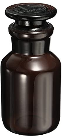 MISETA Botella de medios de reactivo de 125 ml, 1 botella redonda de almacenamiento de vidrio de boca ancha con tapa ámbar para el hogar de laboratorio, ámbar