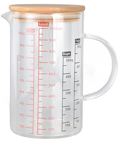 Messbecher, Messbecher Glas Mit Drei Skalen Und V Förmiger Öffnung, Messbecher Mit Griff, Gourmet Messbecher Glas 1000ml Für Präzises Abmessen Von Flüssigkeiten Und Zutaten