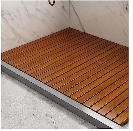 Villa Bamboo - Tappetino da bagno in legno, per interni o esterni, piatto in legno, tappetino da doccia di lusso, tappetino da doccia, tappetino da doccia in bambù, tappetino per sauna e doccia in