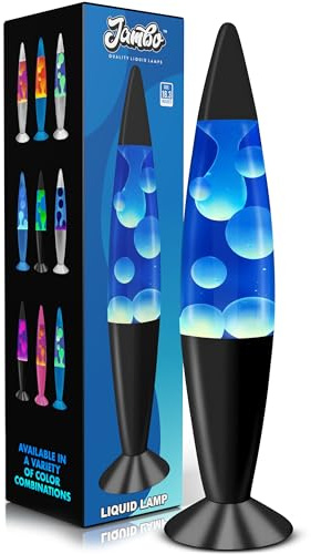 JAMBO 16 Beautiful Lamp- Blue with White/Blue Wax, Relaxing Liquid Lamp for Living Room Office Bedroom Adults Teens Kids, Magma Light, Night Light Nightlight, Home Decor
