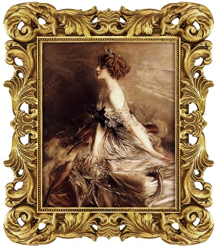 FJXMFRAME 8x10 Picture Frame Gold Ornate Victorian Picture Frames Baroque Vintage Antique for Wall or Tabletop Display, Fits 8x10 or 5x7 Photo with Mat