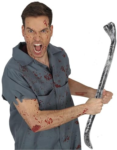 FIESTAS GUIRCA | Fake Crowbar Costume Accessory (60 cm) - Halloween Carnival Zombie Burglar Party Prop for Men Women Kids Silver