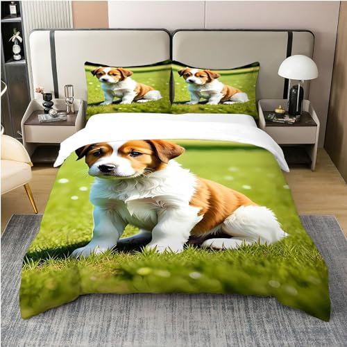 MAQUE Niedlich BettwäSche Set Bernhardiner-Hund BettwäSche 135x200, WendebettwäSche und Kissenbezug 80x80, Weiche & Angenehme & Atmungsaktive Mikrofaser BettwäSche-Sets mit ReißVerschluss