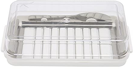 Récipient -Beurre, Boîte -Beurre en Acier Inoxydable, -Beurre avec Couvercle Transparent et un Récipient à Couteau à Beurre pour le Stockage du Beurre (white)