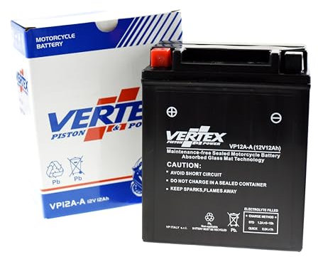 Vertex VP12A-A Sealed AGM Motorcycle/Powersport Battery, 12V, 12Ah. Compatible with most major brands. Replaces: CTZ12-S. Perfect battery for Motorcycle, ATV's, Personal Watercraft and Snowmobiles.