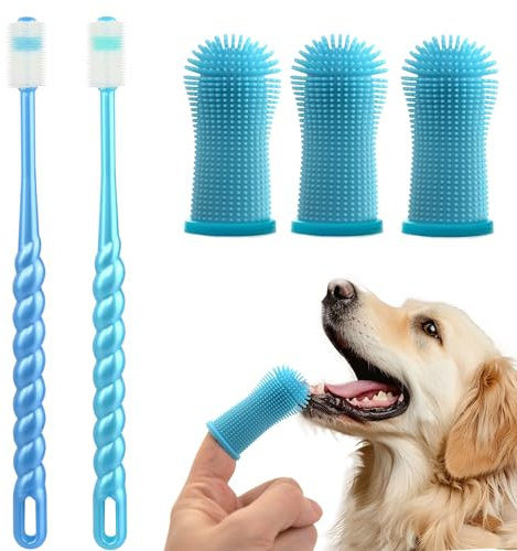 Hundezahnbürste, Hundezahnbürste fingerling, Silikon, für Zahnpflege, einfache Zahnreinigung von Hunden und Katzen, Hundezahnbürste für Kleine Hunde und Katze, 5 Stück