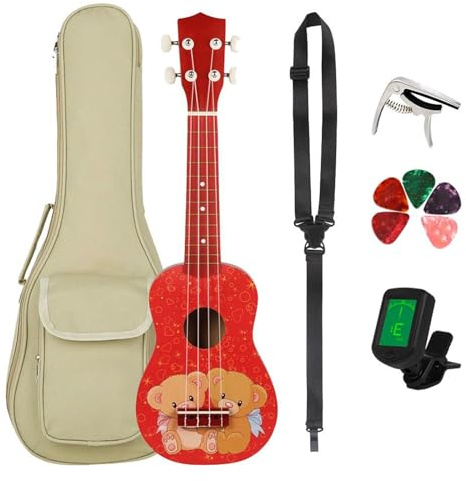 21 Zoll Ukulele 4 Saiten Mini-Ukulele-Gitarre Mit Bag Tuner Saiten Kapodaster Und Ukulele-Picks Ukulele für Anfänger