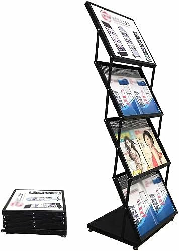 LXYDPZ Zeitschriftenständer Boden, 4-lagiger Faltbarer Prospektständer, Literaturständer mit großer Kapazität, für leichte Broschüren oder Flyer