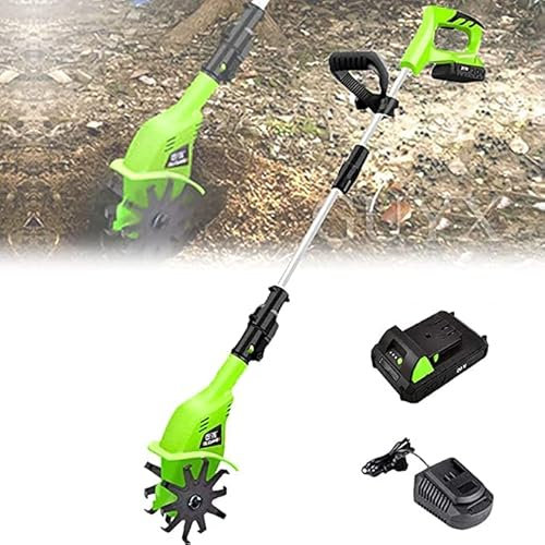 Motozappa da Giardino, Motozappe/Coltivatori Portatili Elettrici a Batteria, Motozappe da Giardino a Batteria 20V, Asta Retrattile da 97 cm-127 cm, Coltivatore Elettrico con Batter