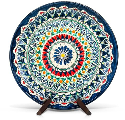ZARENHOFF Lagan - Ø37 Orientalischer Lagan Ляган Rischtan Keramik Teller Servier-Schale handbemalt (37 cm) (Д)
