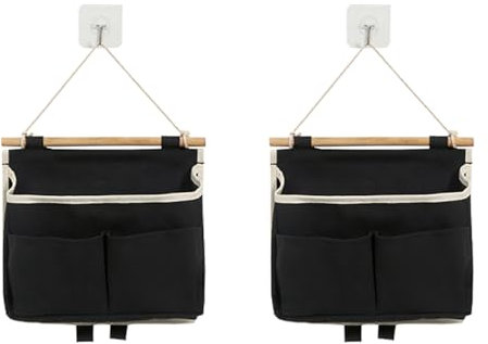 Alunsito 2 Pack Wall Hanging Storage Caddy Bags Locker Organizer Basket with Hooks Fabric Wall Organizer Waterproof Hanging Pouch for Closet Door Bedroom Bathroom Office Home Kitchen