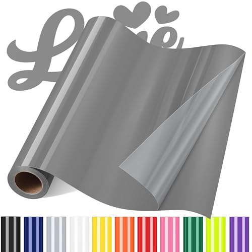 Sgooyir Plotterfolie Textil, Flexfolie Plotter Textil Transferfolie Grau | 30.5x183cm Plotter Bügelfolie, Textilien Vinly Transferfolie Plotter für T-Shirt, Hemd, DIY-Kleidung Andere Stoffe