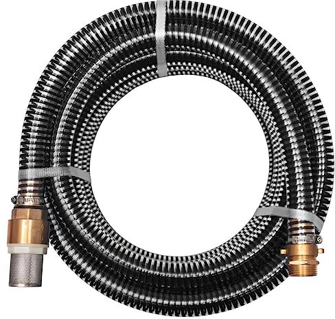 LAPOOH Saugschlauch mit Messing-Anschlüssen 15 m 25 mm Schwarz, Gartenschlauch, Saugschlauch, Schlaghose, Ansaugschlauch, Absaugschlauch 142892