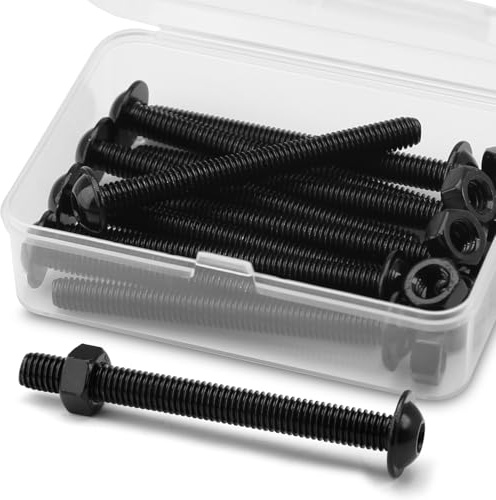(10 sets) M6 x 60mm Hex Socket Screws with Flange and Nuts Set, 304 Stainless Steel Black Oxide, Pan Head Screws, Flange bolts, Flange screws