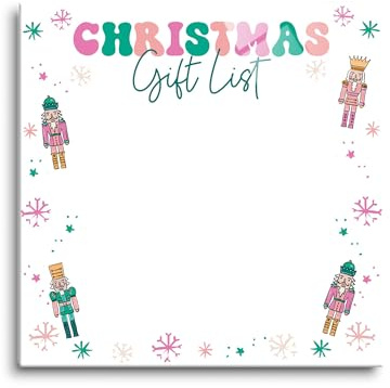 Clairmont & Co Decorative Hanging Dry Erase Memo Board, 8 x 8 Inch Tempered Glass, Christmas Gift List Nutcrackers