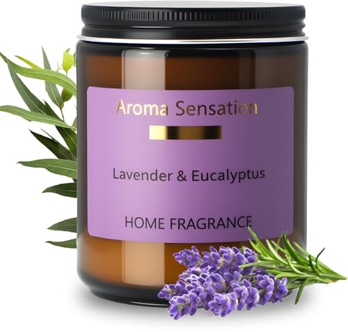 Lavendel Duftkerze im Glas, Kerze Duft Geschenk für Frauen Freundin, Scented Candle, Aromatherapie Kerze für Entspannung, Natürliches Sojawachs, 80 Std. Lange Brenndauer