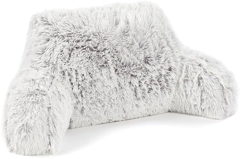 Downland Huggleland Long Hair Cuddle Cushion Reading, Back Support Cushion, Neck Pillow, Gaming Chair, Gaming, Orthopaedic Pillows, Lounging Pillow for Bed & Chair (Grey)