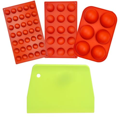 Molde de Silicona para Chocolate, 4 Piezas Con Forma Hemisférica DIY Molde para Repostería, Bandeja Redonda de Silicona para Hornear, Ideal para Chocolate, Dulces y Decoración de Postres (6+15+35)