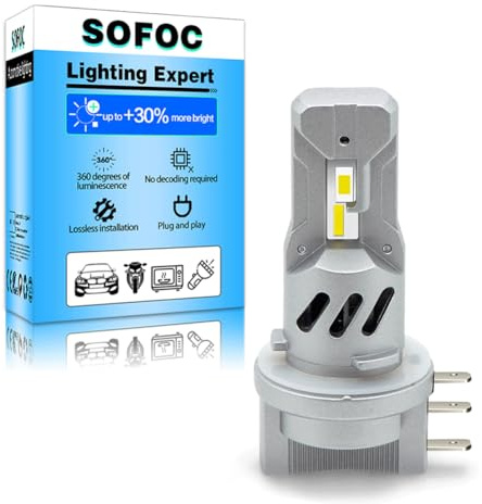 SOFOC H15 LED Strålkastare Dagtid Körljus 7000LM 500% Ljusare Vit med kylfläkt Canbus Ready 64176 715 DC 12V 24V Helljus/Fulljus 1 st
