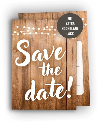 Edition Colibri 10 Save-the-Date Einladungskarten Hochzeit A6 – Hochzeitskarte Brautpaar Trauung, Wunschkarten Vorab-Ankündigung Hochzeitsfeier rustikal, Karten Set, Deko für Männer, Frauen & Paare