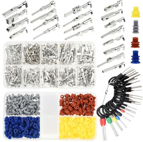 TMBMLPP Connettore Elettrico Automobile Kit 703 Pz Pin Connettore 1/1,5/1,8/2,2/2,3/2,5/2,8/3,5 mm Maschio e Femmina, Capicorda Elettrici Impermeabili, Connettore Elettrico per Auto Moto e Barche
