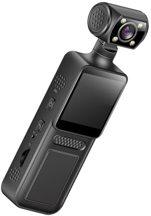 Wdbild Caméra de sport portable 4K à 180 degrés avec écran LCD de poche, caméscope de voyage, vélo, enregistreur de nuit