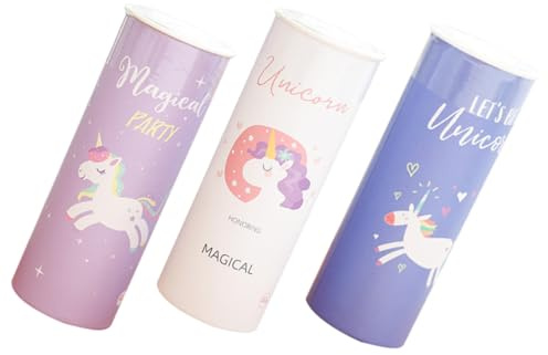 minkissy 3 Stück-pack Dekorative Karton Taschentücher mit Einhorn Motiv Zylindrischer Auto Taschentuchhalter Nachfüllbar Bunte Servietten für Getränkehalter und Tischdeko