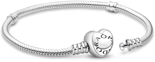 APUUESN Charms Anhänger Armband Herz Verschluss 19CM Damen,ME Charm Moments Armbänder Sterling Silber S925,Schlangenkette Fake Bracelet,Armreif Schmuck,Geschenk für Frauen Geburtstag