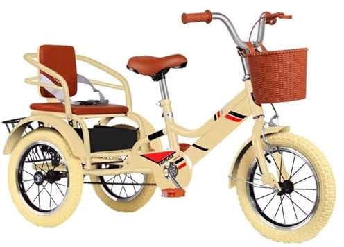 LSQXSS Cruiser-Dreirad für Freizeitradfahren, Sport, Picknicks im Freien, Tretantrieb, Einzelbremse, Rücksitz mit verstecktem Staufach, 3-Rad-Fahrrad, 16-Zoll-Räder