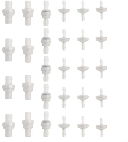 Zoegneer Rückschlagventil-Set aus Kunststoff, PVDF-Kunststoff mit Silikonmembran für Gas, Wasser, Öl, pneumatische Systeme, Rückflussverhinderung, mehrere Größen 1/8, 5/32, 1/4, 28-teilig