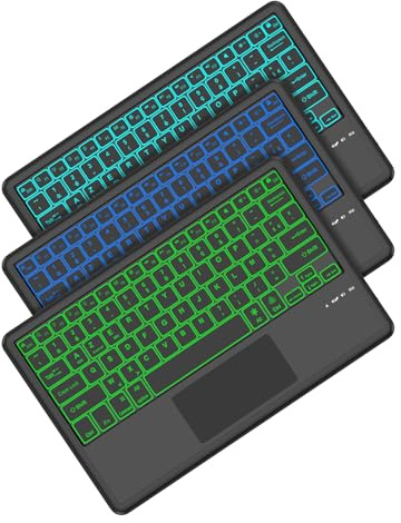FOGARI Clavier Tablette Bluetooth 12 avec Rétroéclairage Pavé Tactile | AZERTY Français Clavier Léger Fin Keyboard pour iPad Samsung Galaxy Redmi/XiaomiPad HuaweiPad HonorPad, FireHD, Noir