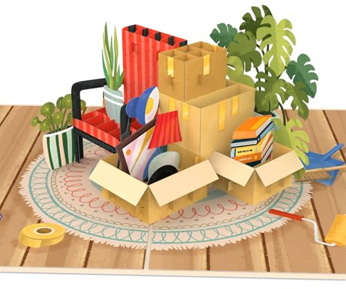 papercrush® Pop-Up Karte Umzug - 3D Gutscheinkarte für Geldgeschenk zum Einzug in Wohnung für Männer und Frauen, Einzug ins neue Zuhause & Eigenheim, Abschiedskarte zum Umzug, Welcome Home Karte