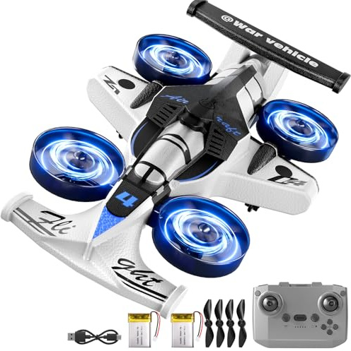 JUKUDAHU RC Flugzeug für Kinder, 2-in-1 Fernbedienflugzeug & Rennwagen | RC Auto, Flug- und Driftmodus, 360°-Flips, Ein-Klick-Start & -Landung, Für Jungen und Mädchen ab 8 Jahren