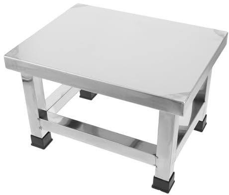 DECORNIJIA Moderner Edelstahl Nutzhocker mit Rutschfester Oberfläche und Verbesserter Stabilität Leichter Metalltritt für Senioren im Badezimmer und Zuhause Silberfarben