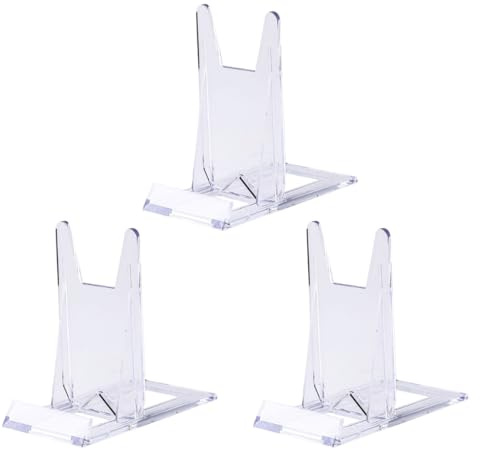 LUDHEP 3 Pezzi Porta Piatti da Esposizione Supporto per Espositore Trasparente Regolabile Cavalletti di Plastica Trasparente Portapiatti In Acrilico per Display Piatti Piani, Foto, Segnaposti