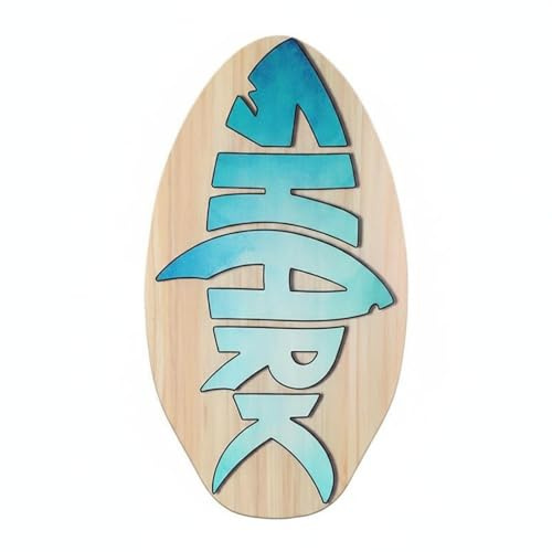 MERIGLARE Skimboard Kinder Strandbrett Robustes Wellenbrett Poplarholz Oberfläche für Anfänger Familien Kinder Outdoor-aktivitäten Balance-Spiel Training , Blauer Fischgrät , 89 50 0.7CM