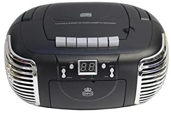 GGPO PCD299 Equipo de música portátil - Reproductor de CD, casete y radio - Batería o corriente - Negro