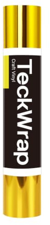 TECKWRAP Selbstklebende Vinylrolle, Chrom, Gold, 0,3 m x 1,5 m, permanentes goldfarbenes Vinyl für Bastelarbeiten, Schilder, Aufkleber und Heimdekor, DIY-Projekte und Abziehbilder