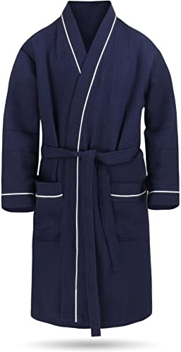 normani Herren Bademantel Morgenmantel aus 100% Baumwolle - Waffelbademantel - dünner Kimono für Männer