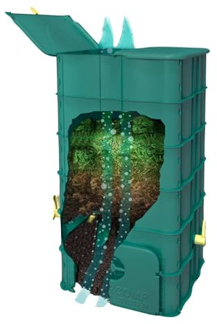 Supercomp Compostiera Domestica da Giardino, Composter Termico Antiodore con Dispositivo d’Aerazione, Senza Piano d’Appoggio, 350lt