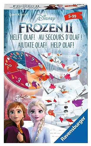 Ravensburger 20528 - Disney Frozen 2 helft Olaf, Mitbringspiel für 2-4 Spieler, ab 5 Jahren, kompaktes Format, Reisespiel, Glücksspiel