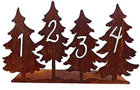 Dekofigur im Rost Design Advent Tannen mit Zahlen/Kerzenhalter Advent - Rostfigur Adventskranz für den Garten, Gartendeko