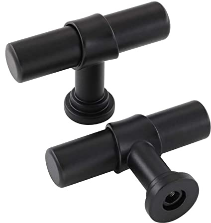 LONTAN 10 Black Cupboard Knobs T-Shaped Black Kitchen Knobs Dresser Drawer Pulls Vintage Wardrobe Bedroom Cabinet Door