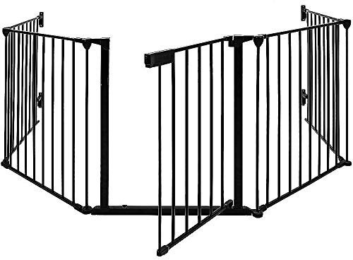 Barrière de Sécurité Enfant Grille Protection Cheminée Feux Bebe Pliable 5 Pièces Configurer (Noir, 5 Pièces)