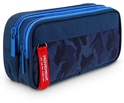 TOYESS Trousse Scolaire pour Enfant, Grand Capacité Trousses à Crayons avec 3 Compartiments pour Garçon et Fille, Bleu